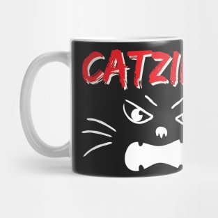Catzilla Vintage Japanese Sunset Style Cat Kitten Lovers Mug